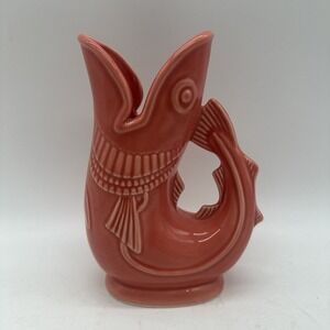 Shreve Crump & Low Boston Vintage Gurgling Cod Fish Pitcher Coral Pink England
